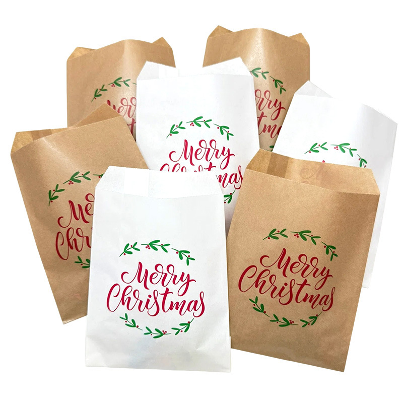100 un paquete de 13x18CM dulces de Navidad ondulados bolsa de papel transfronteriza bolsa de regalo Merry Christmasmast