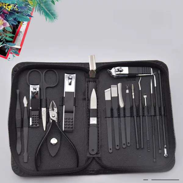 18 Piece Set Zipper Bag Manicure Manicure Portable Home Beauty Set Pedicure Tool Nail Clipper Nail Clipper