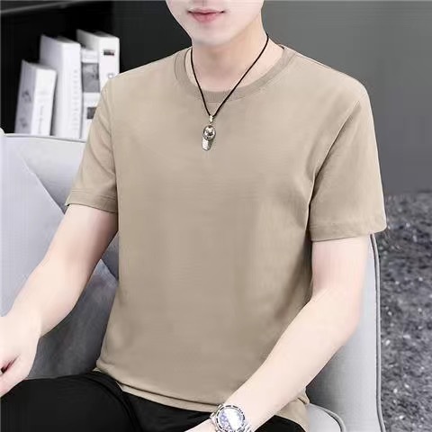 Camiseta de manga corta de los hombres camisa de fondo de media manga suelta de los hombres cuello redondo versátil camiseta pareja juvenil mismo estilo puesto de suministro