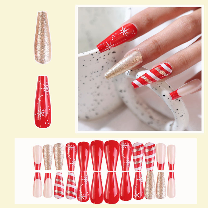 Navidad desgaste armadura nupcial clavo artificial acabado uñas pieza caja desmontable parche de uñas