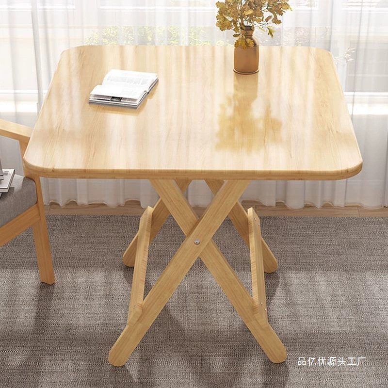 Раскладной обеденный стол, бытовой стол, складной обеденный стол, небольшой бытовой стол из массива дерева, простой маленький квадратный стол из сосны