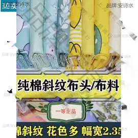 【纯棉布料】一等品卡通床单100%被套斜纹印花布头床品面料