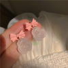 Blue cute earrings with bow, asymmetrical brand rabbit, 2021 collection, Japanese and Korean