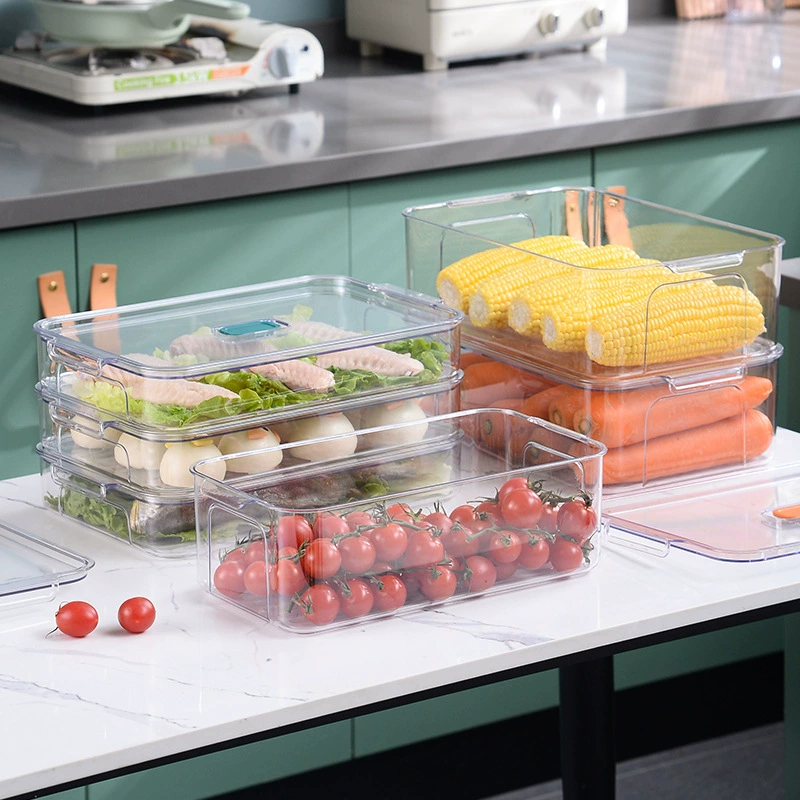 Подвижный пластиковый ПЭТ прозрачный ящик для хранения холодильника Бытовая кухня Коробка для хранения продуктов Овощные пельмени Герметичное хранилище