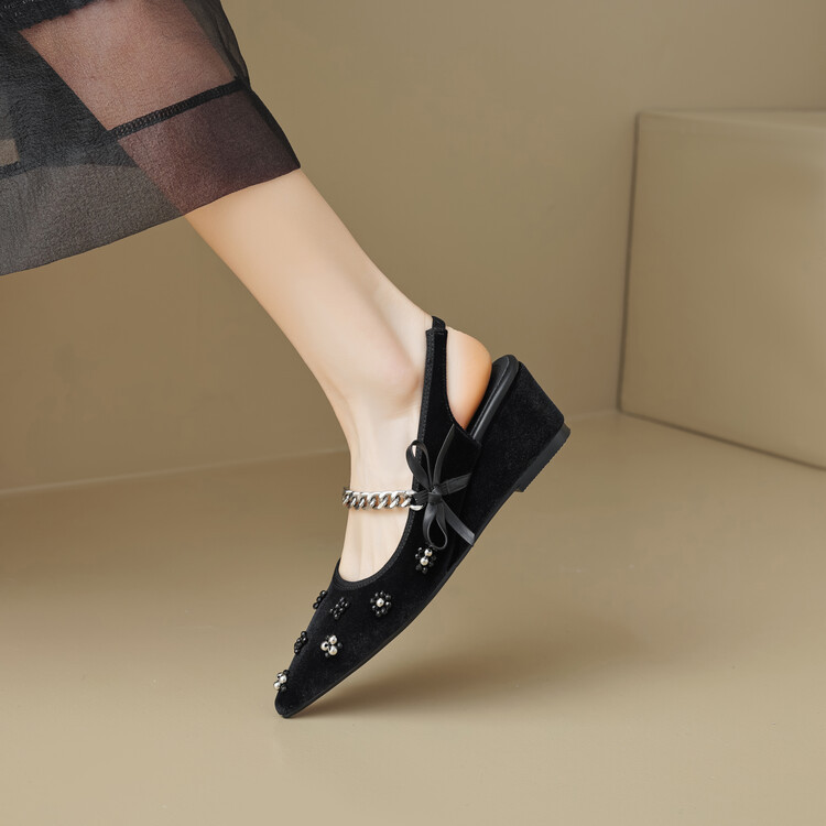 New Chinese Style National Style Wedge Sandals Women's Genuine Leather Gold Velvet 5cm Breathable All-match High Heels Women's Shoes New