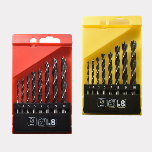 Woodworking twist drill hand electric drill drilling positioning tool support drill set wholesale round handle three-point woodworking drill bit