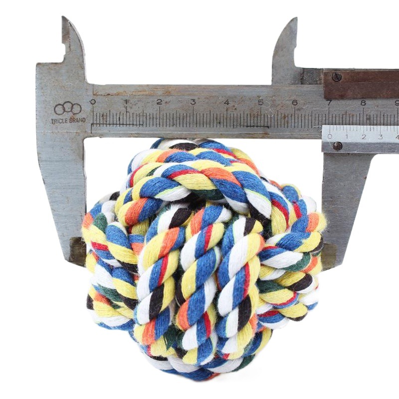 Venta al por mayor pipitao colorido algodón nudo mascota juguete bola algodón cuerda tejida bola 7cm mediano perro juguete