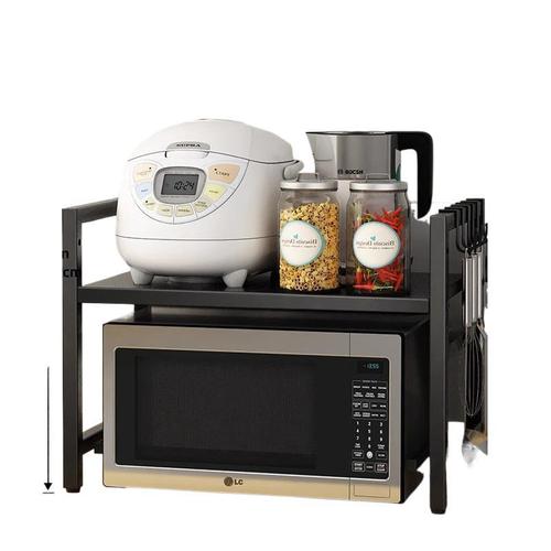 Extendable Kitchen Shelf Microwave Oven Rack Household Dual-Panel Desktop Rice Cooker Storage Stand