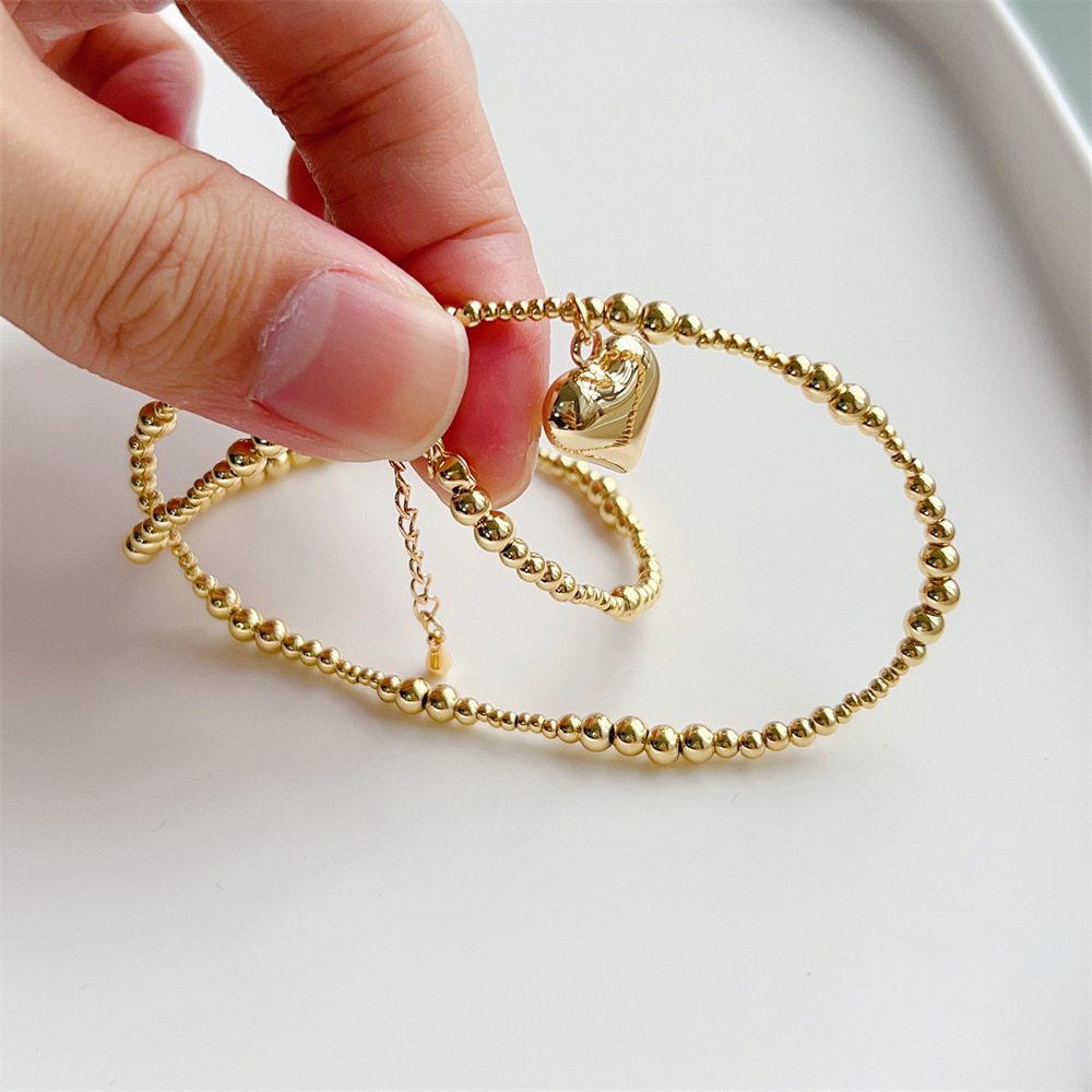 Heart Shape Pattern 1 Piece Fashion Heart Shape Copper Beaded Pendant Necklace