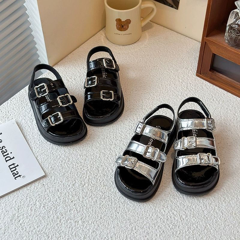 Детские босоножки для девочек лето 2025, новые, принцессы, модные, для средних и старших детей, пляжные, повседневные