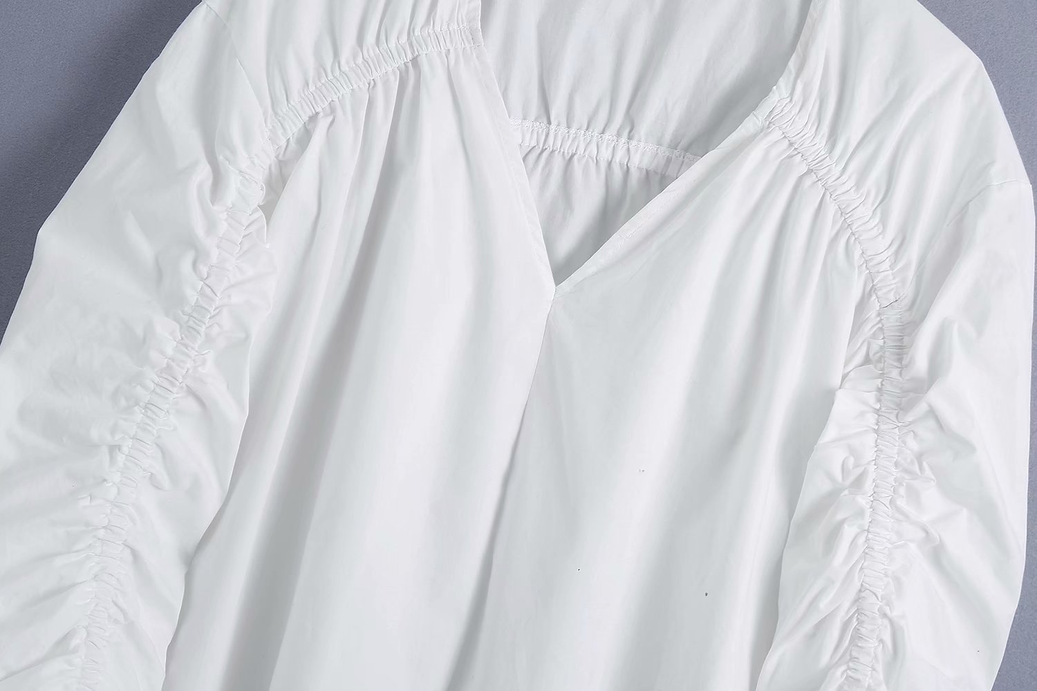pleated long-sleeve loose short shirt NSAM43292