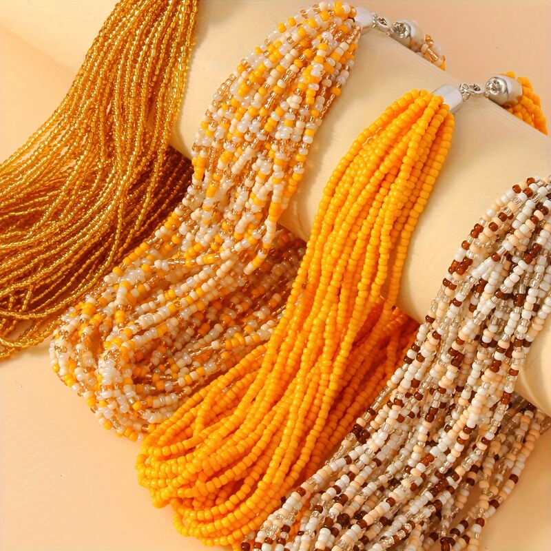 Bohemian Yellow Orange Fashion Sexy Elegant Simple Multi-Layer Bead Necklace Women's Elegant Necklace Clavicle Chain Bohemian Yellow Orange Fashion Sexy Elegant Simple Multi-Layer Bead Necklace Women's Elegant Necklace Clavicle Chain