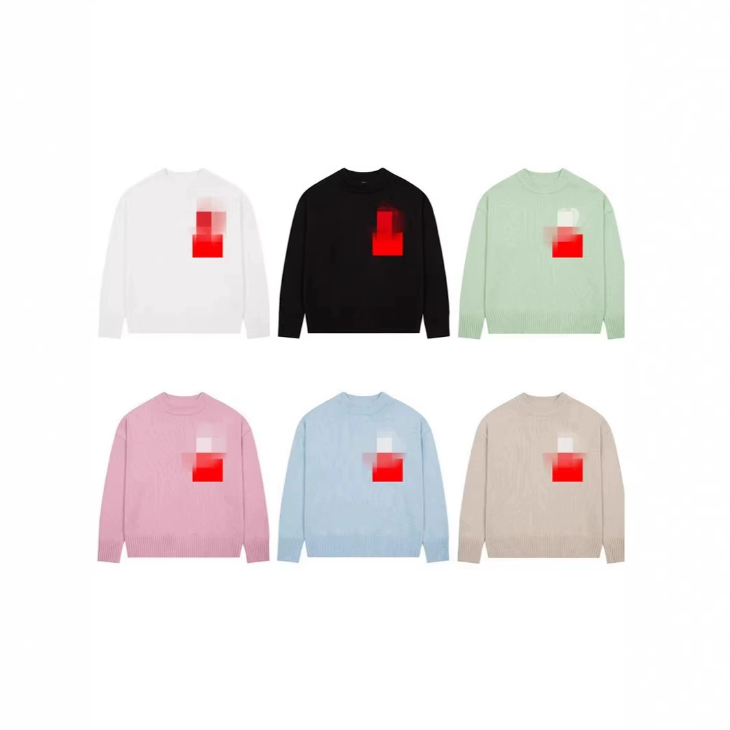 Сплошные цветные буквы любви корейская версия жаккардовой вязаной свитер с длинными рукавами свободная повседневная пара с диким вырезом