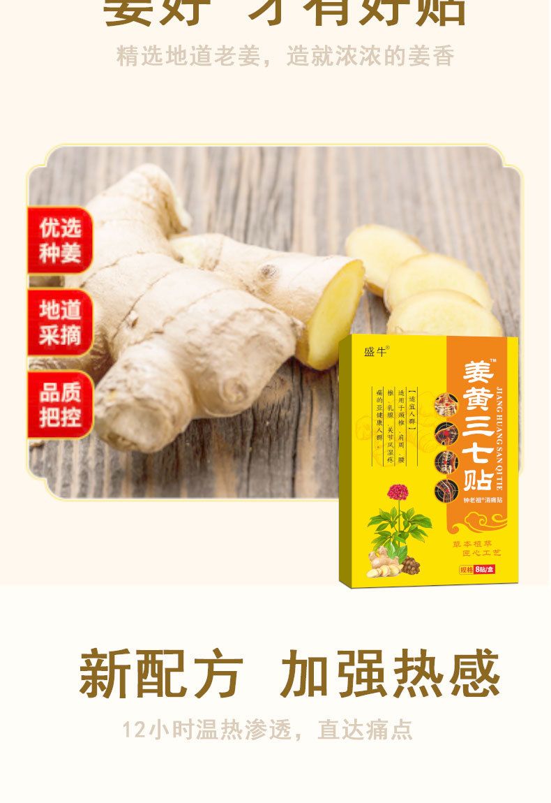 Turmeric and Notoginseng Herbal Patch Neck Support 8 Patches per Box specifications