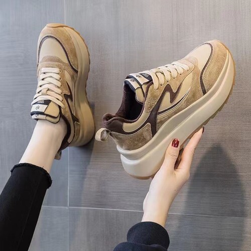 Vintage Gump Shoes for Women, Ins Style, Spring and Autumn Thick Sole, Versatile Black Daddy Shoes, Casual Sport Shoes