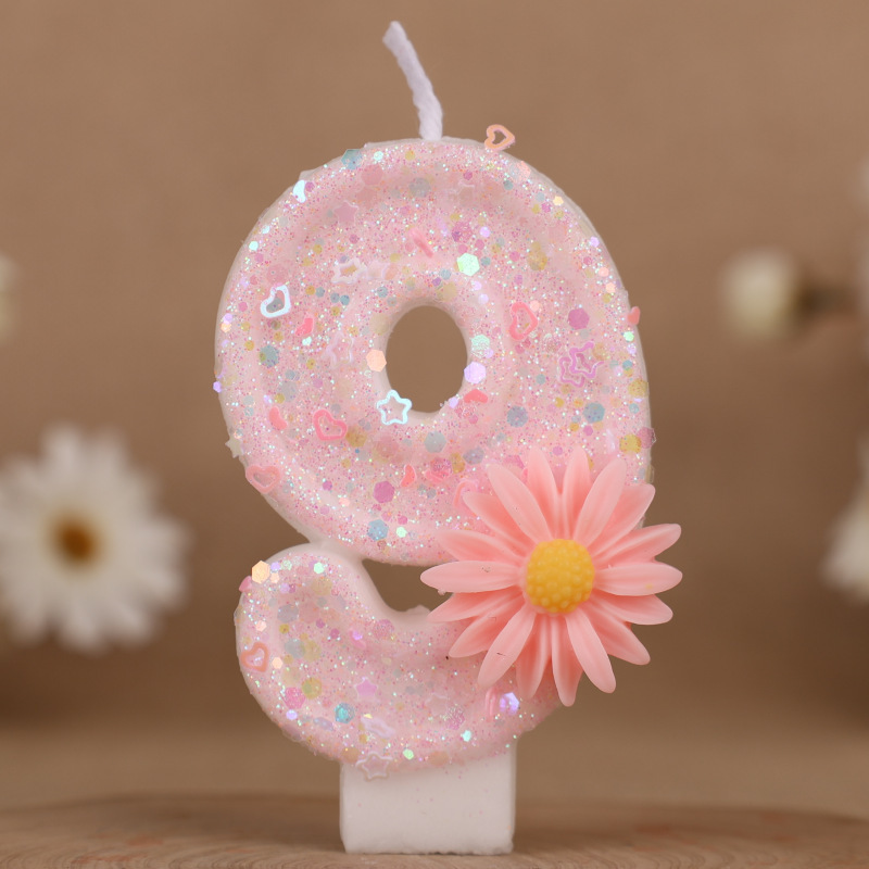 クロスボーダー Amazon Xiyin クリエイティブ ピンクひまわりデジタル誕生日キャンドル ケーキ デコレーション 0-9 デジタル キャンドル用|undefined