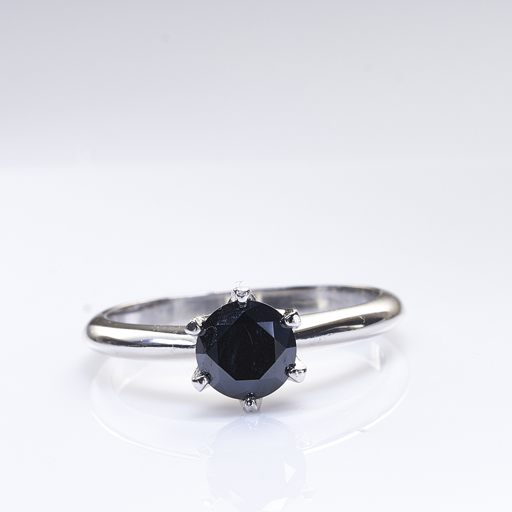 Clásico de seis garras 1 quilates negro azul verde anillo de piedra de mormonton plata esterlina joyas de mujer transfronterizas TK exclusivo en stock