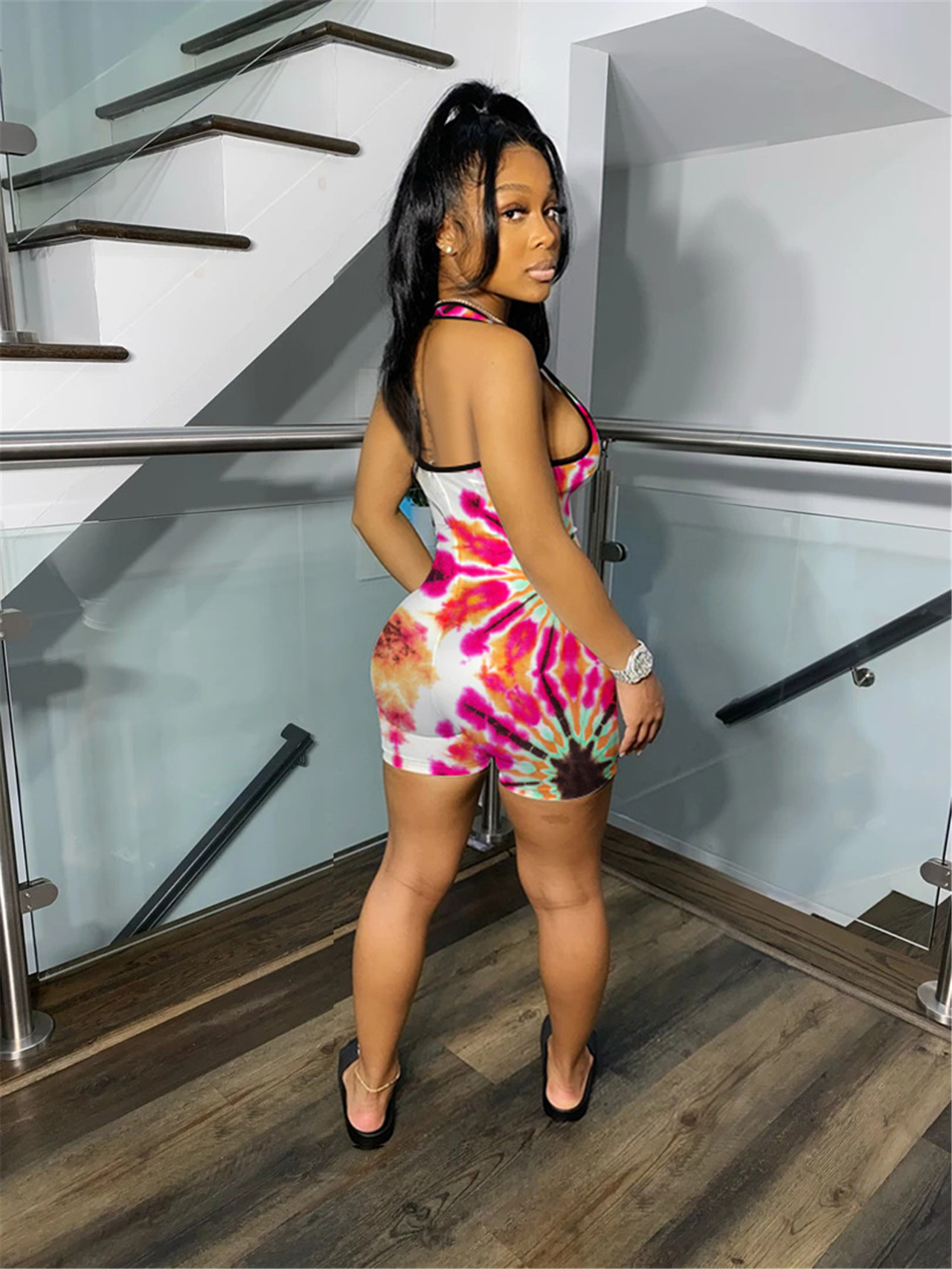 Women Clothing Printed Halter Romper Women Clothing