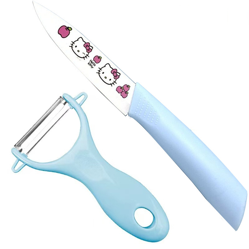 [blue] fruit knife + peeler (comes with knife cover)
