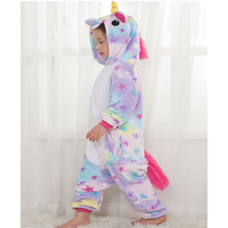 Otoño e Invierno de los niños de dibujos animados animal de una pieza pijamas Arco Iris Tianma franela León lindo manga larga homewear apoyo