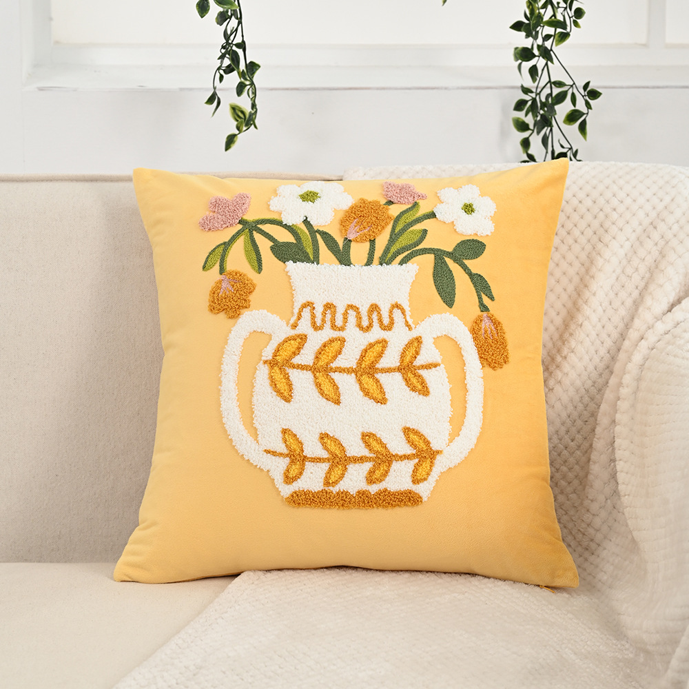 Nordic ins sala de estar toalla bordada sofá almohada cojín pequeño modelo fresco habitación almohada de respaldo de cabecera funda de almohada