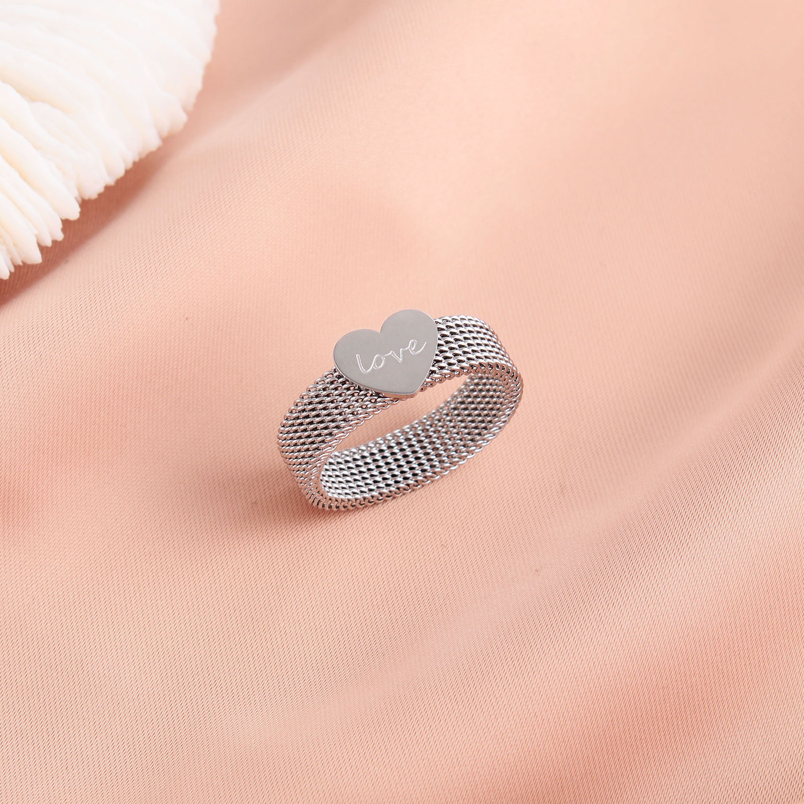 Hip-Hop Heart Shape Smiley Face Stainless Steel Plating Rings 1 Piece