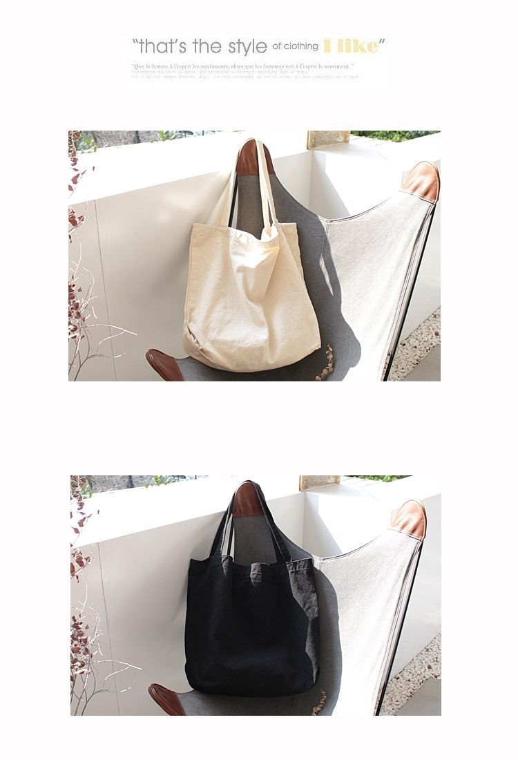 New suburban Japanese style canvas bag, large capacity single shoulder shopping bag, versatile, simple, everyday literary