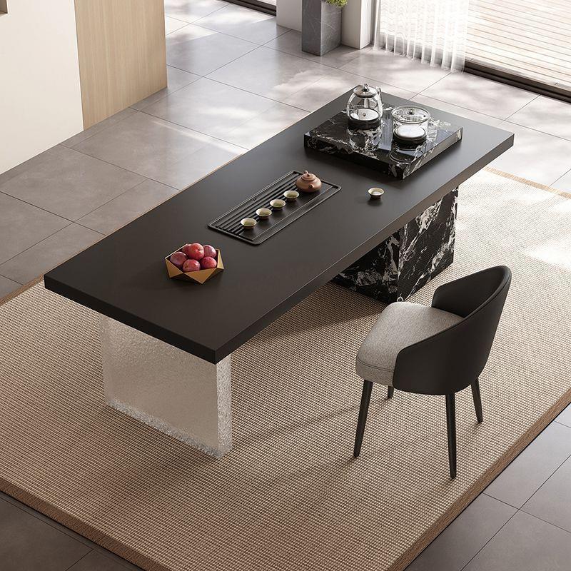 Vintage-style light luxury rock slab tea table and chair set, Italian acrylic design for office, home, and balcony use