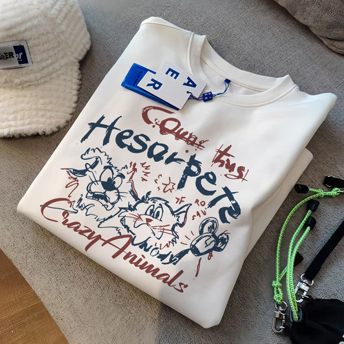 White Pure Cotton Short Sleeve T-shirt for Women - Summer 2025 Spring Top - Loose Fit New Print Design Women's Casual Layering