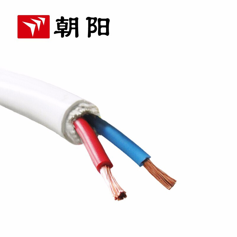Cable eléctrico Chaoyang ZB-RVV Cable de alimentación blanco estándar nacional 2 núcleos ignífugo 0.75 metros cuadrados 100