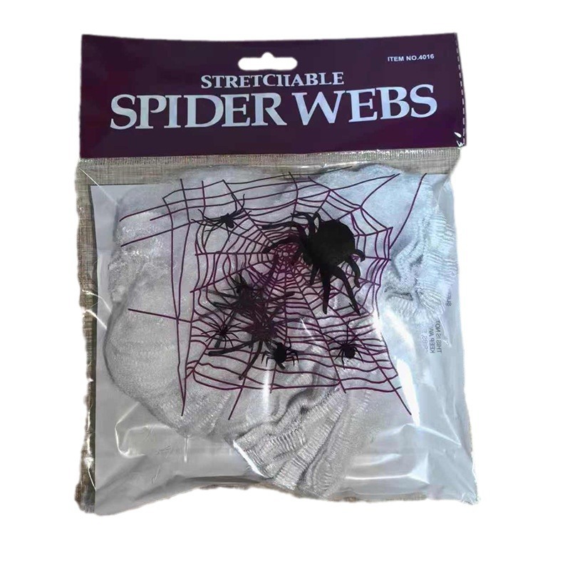 Decoración de Halloween accesorios araña telaraña algodón araña casa embrujada bar escenas de terror suministros de diseño de seda de araña transfronteriza