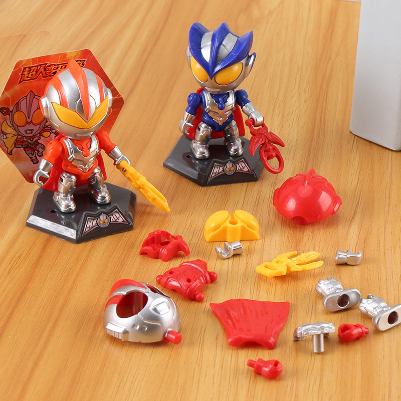 Q バージョン子供のスーパーマン変身ブラインドボックス子供のポケットビルディングブロック DIY 組み立てロボットガシャポンおもちゃフィギュア|undefined