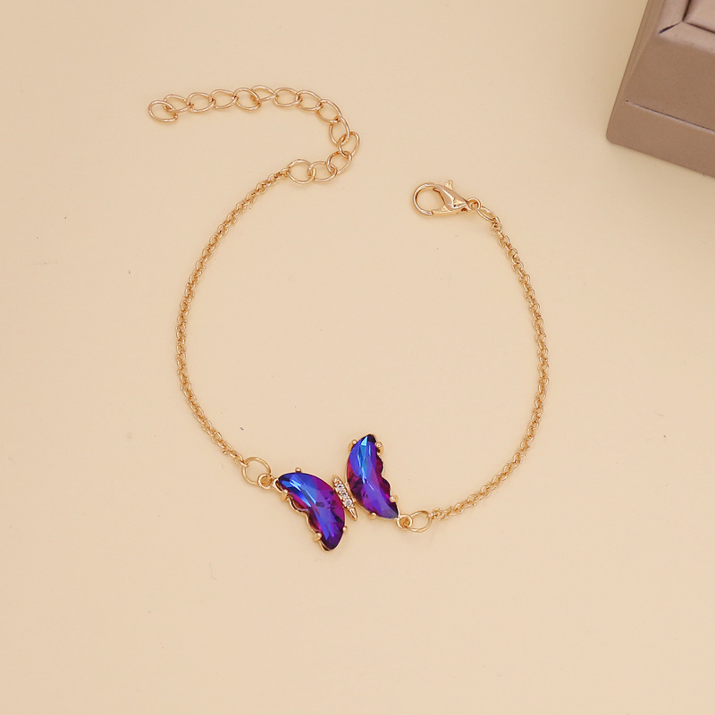 fashion simple multicolor gradient butterfly necklace