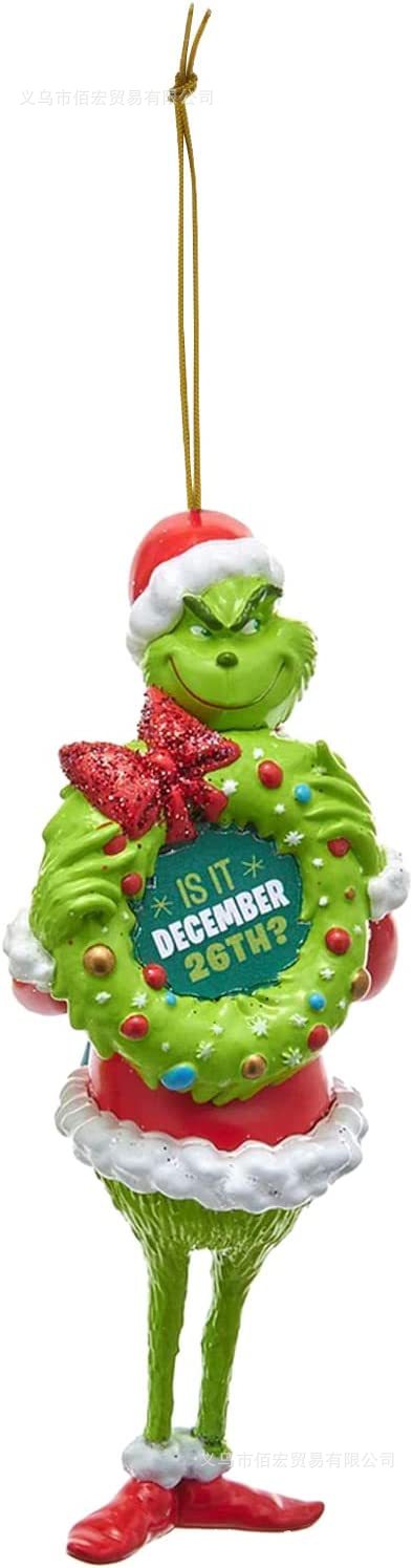 Adorno navideño de monstruo peludo verde nuevo de 2023, adorno de dibujos animados para árbol de Navidad, decoración navideña para el hogar, coche y vehículo.