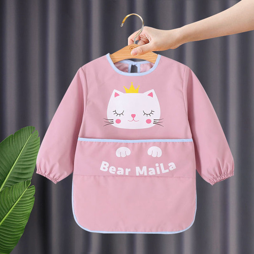 Baby eating smock, waterproof and anti-dirty, children's back-to-back dressing, extra-long apron, eating pocket, children's painting clothes, long sleeves