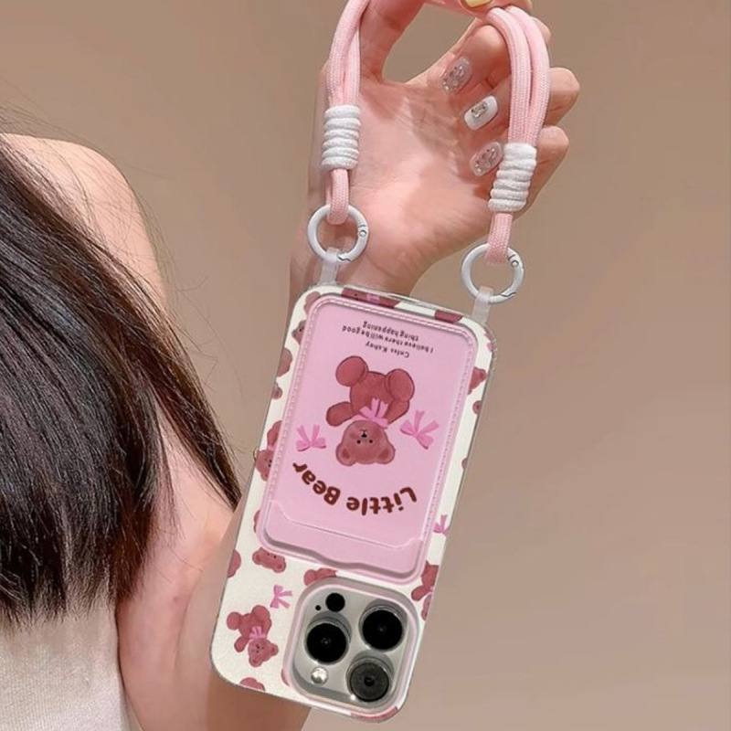 Lanyard Card Holder Mobile Phone Case Brown Bear Domestic Android Suitable for Huawei Nova9 Honor Ins Cartoon Lanyard Case