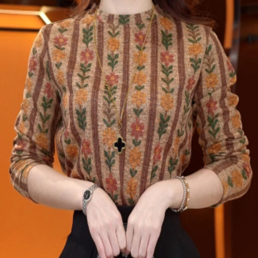 Autumn/Winter Printed German Fleece Base Layer Top, Plus Size, Versatile, Loose Fit, Slimming, Long-Sleeved T-Shirt, Fleece Sweater
