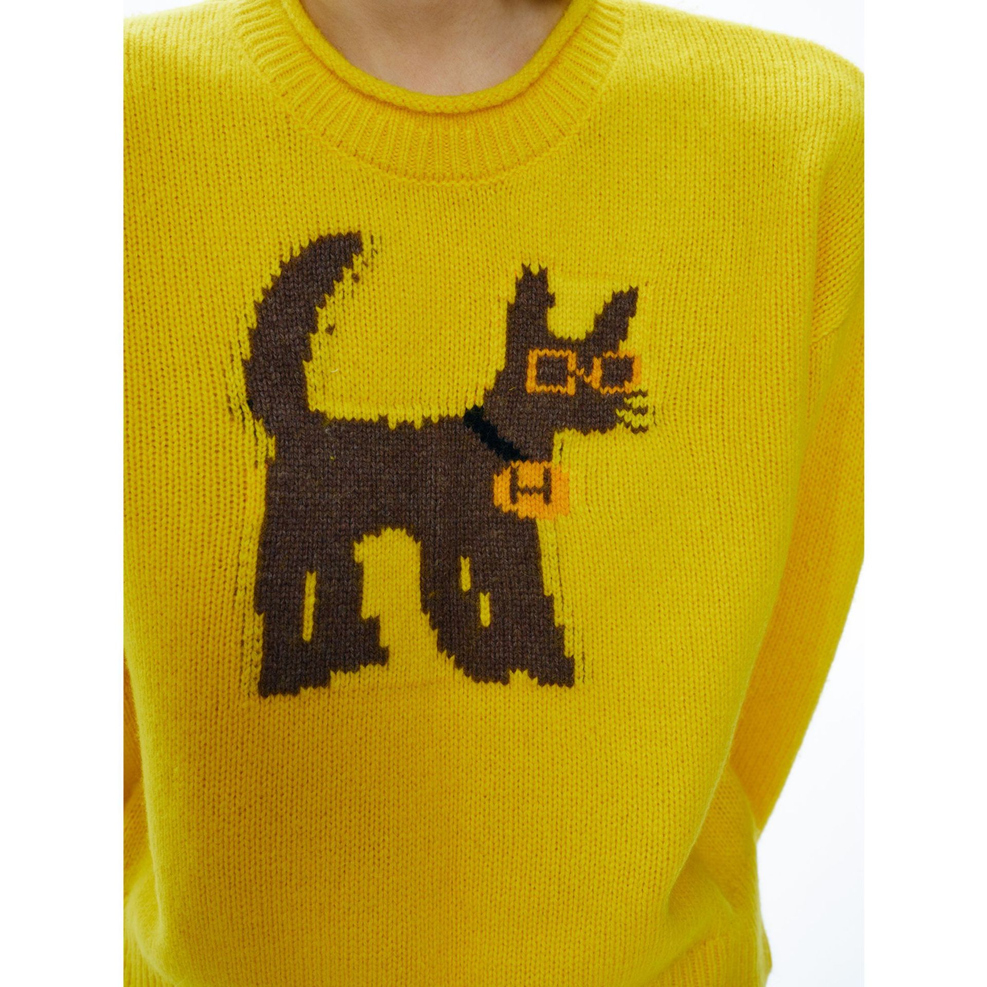 [识时]新品卡通宠物提花工艺柔软羊毛混纺长袖套头保暖毛衣V9959