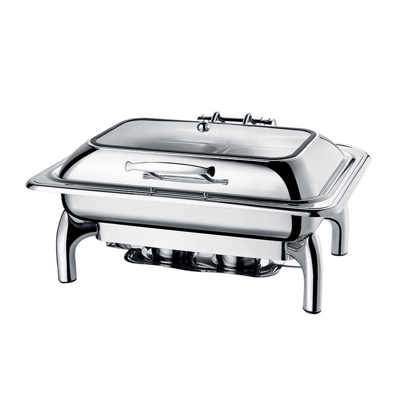 De acero inoxidable de lujo buffet estufa calefacción eléctrica buffet estufa de hotel hidráulico de alimentos cocinados Flip visual olla de aislamiento