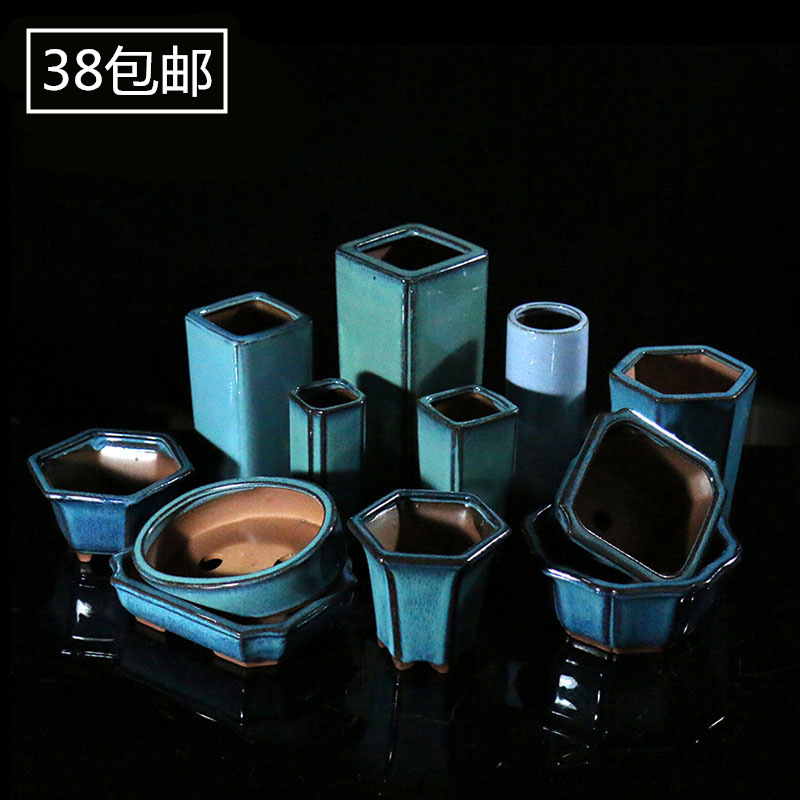 Purple sand flower pot ceramic stoneware bonsai pot rectangular six square succulent flower pot antique handmade miniature calamus pot Purple sand flower pot ceramic stoneware bonsai pot rectangular six square succulent flower pot antique handmade miniature calamus pot