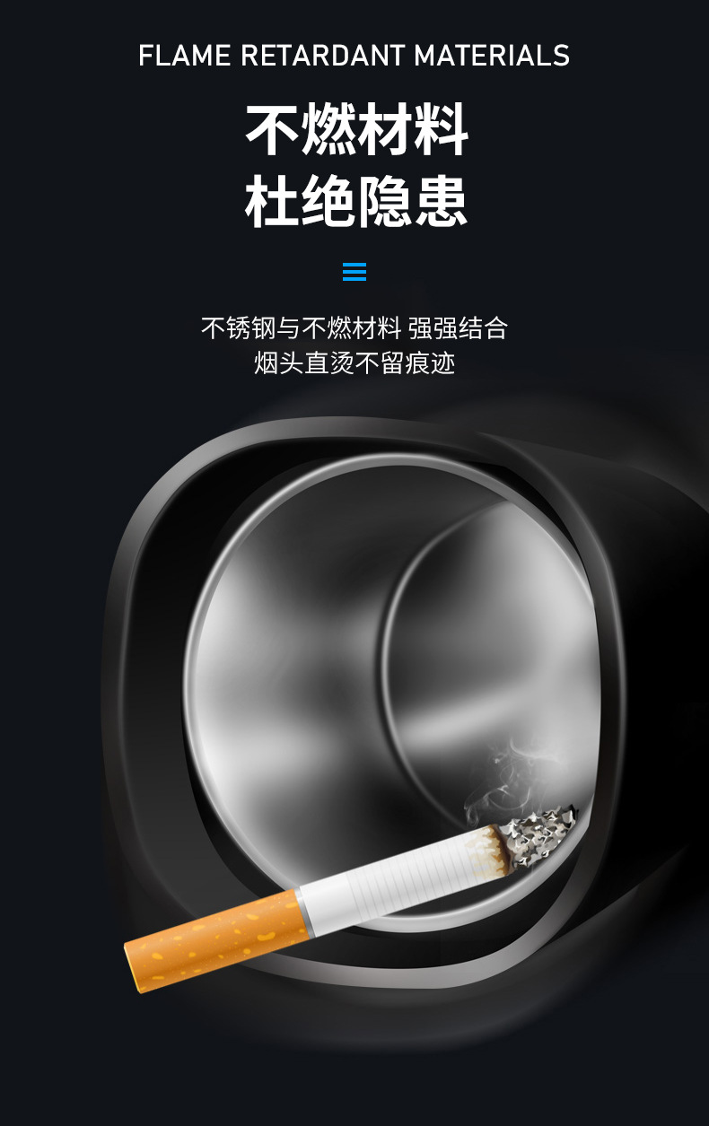 Cross-border new car ashtray with light car trash can automatically light up car metal ashtray men
