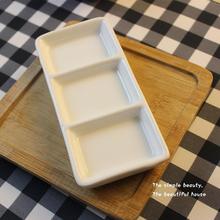 Ceramic three compartments dish pure white barbecue sauce跨