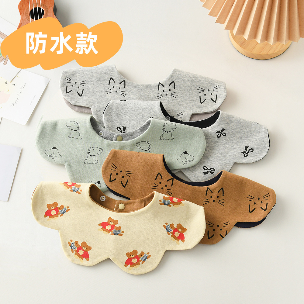 한국식 아기 턱받이, 꽃잎 침 수건, 순면 신생아 구토 방지 턱받이, 사계절용 아기 양면 턱받이