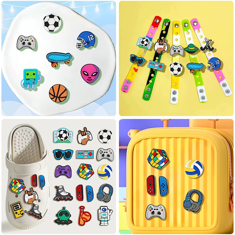 Football game console, shoes, footwear buckle with accessories PVC from soft rubber, (跨境贸易), new collection, handmade