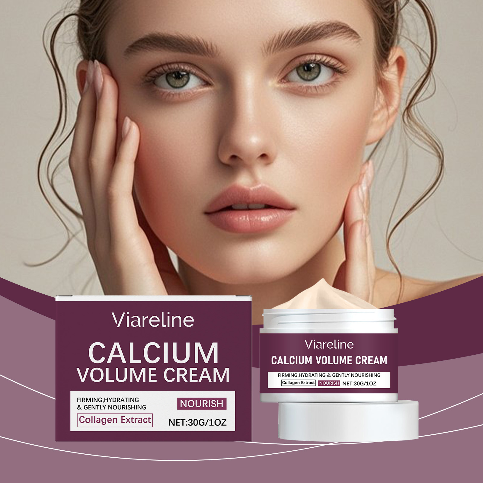Viareline Calcium Rich Facial Cream, Gentle Care for the Surface Skin of the Face, Moisturizing and Nourishing Cream, Available in Stock