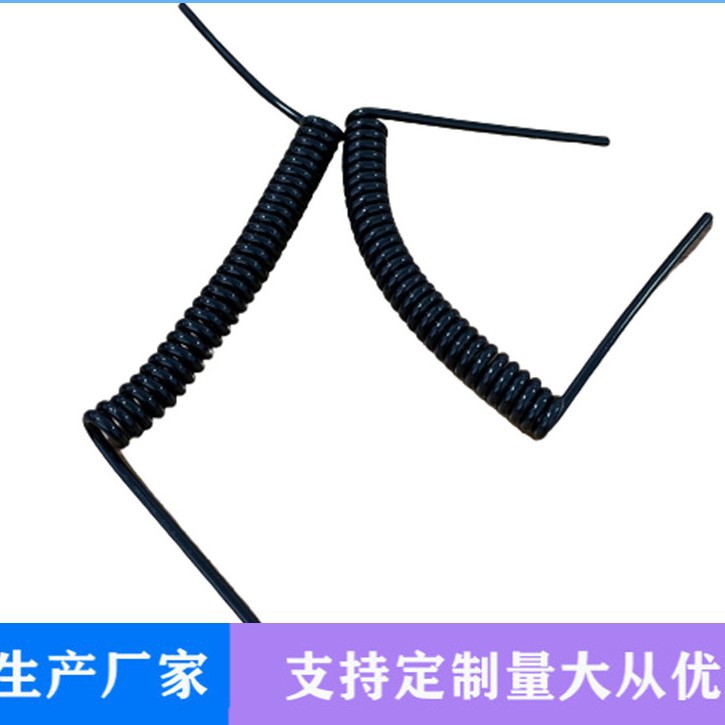 黑色亮面单芯PU钢丝绳弹簧线钢丝线钥匙扣挂饰 内含钢丝 厂家批发