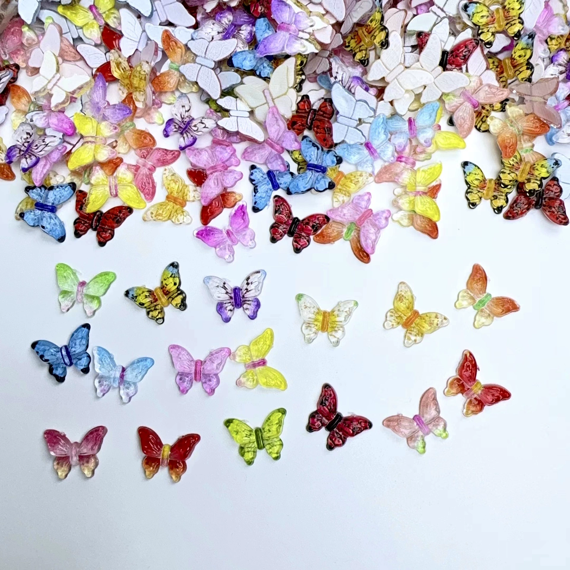 Xiaohongshu трансграничные популярные красочные смешанные аксессуары для дизайна ногтей с бабочками DIY носимые серьги для ногтей аксессуары оптом