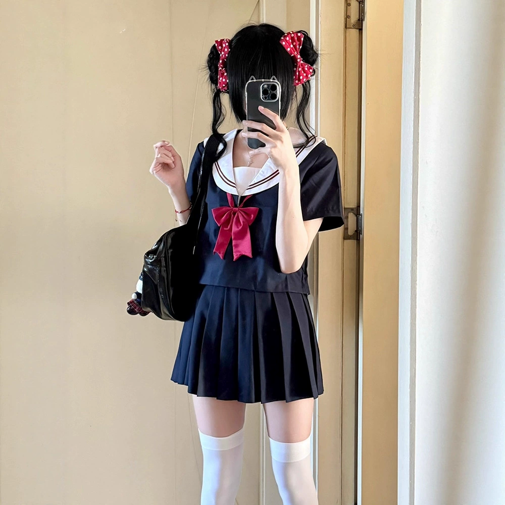 Красные два плохих православных JK Униформа основной японский промежуточный Униформа класс Униформа студент матрос Униформа академический стиль