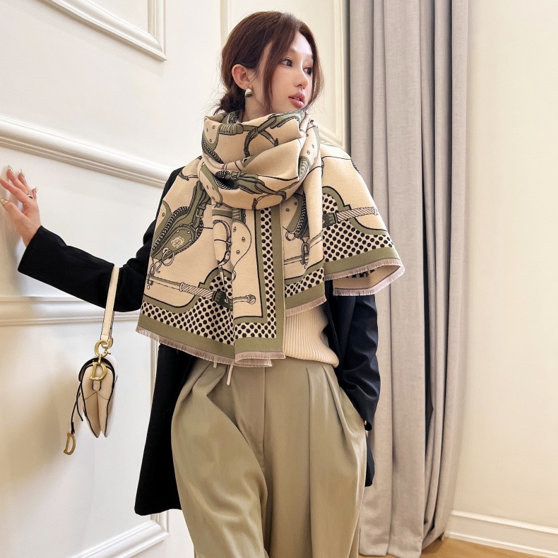 Sciarpa jacquard in cashmere imitazione di alta qualità e di lusso leggero, scialle invernale versatile da donna, antivento e caldo spesso_voghion.com