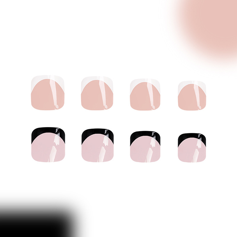 Short bright French toenail combination fresh fashion nail patch Europe and the United States foreign trade 48 24 x 2_voghion.com